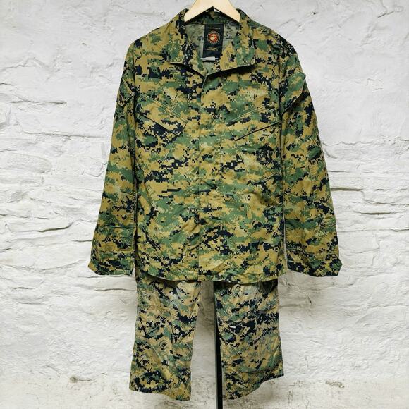 Set USMC MARPAT Digital Woodland Camo Cargo Pants Slant Pocket Shirt US Marines - Picture 1 of 16